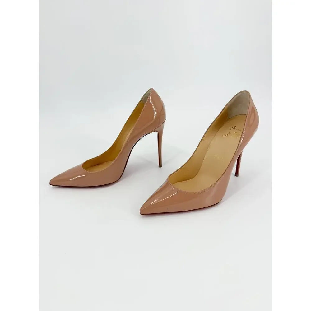 Christian Louboutin So Kate 120 Beige Nude Patent Leather Pumps Size 37 EU Heel